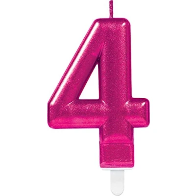 Image of (PKT) Adult Metallic Pink Candle Number 4
