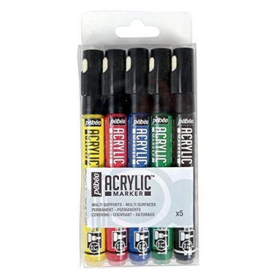Image of Pébéo 205505 Set 5 decomarkers Painting Design 1.2mm