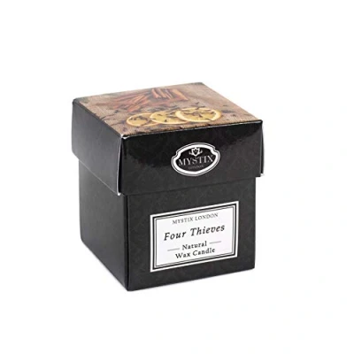 Image of Mystix London Four Thieves Scented Candle Small 8cl Best Aroma for Home, Kitchen, Living Room and Bathroom Perfect as a Gift Reusable Glass Jar
