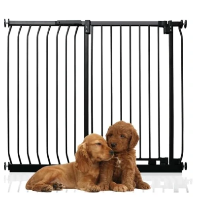 Image of Bettacare Extra Tall Elite Dog Gate, 107cm 116cm, Matt Black, 96.8cm in Height, Pressure Fit Pet Gate for and Puppy, Barrier, Easy Installation