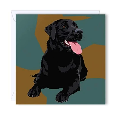 Image of Leslie Gerry Black Labrador Blank Greeting Card
