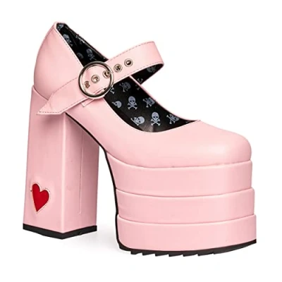 Image of LAMODA Women&#039;s Love Demon Court Shoe, Pink Pu, 7 UK