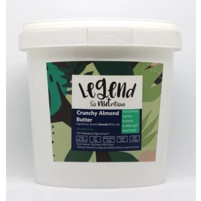 Image of Legend Crunchy Almond Butter (1kg) Manufactured in The UK with 100% Natural Vegan Ingredients No Palm Oil, Added Sugar, Xylitol Source of Protein &amp; High Fibre