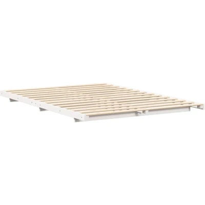 Image of Floor Bed Frame White 160 x 210 cm Solid pine wood Vidaxl