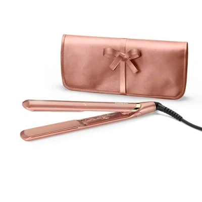 Image of BaByliss Rose Gold Styler Hair Straighteners, Ultra smooth ceramic plates, Multi voltage, fast 15 second heat Up, 3 settings up to 235C, Worldwide use