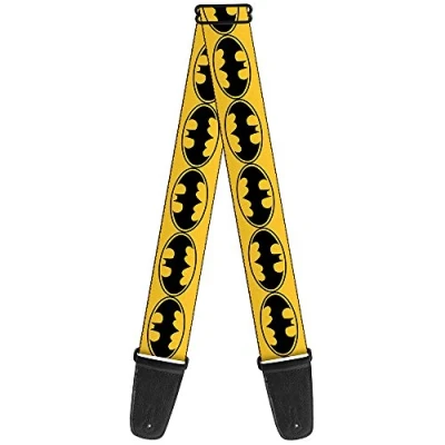 Image of Guitar Strap Bat Signal 3 Yellow Black 2 Inches Wide