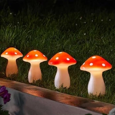 Image of Smart Solar Mushroom Lights Set of 4