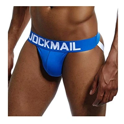 Image of Sexy Mens Jock Straps Underwear Cotton Jocks Bikini G Strings Men Thongs Male Briefs Gay 6 Colors (L, Blue)