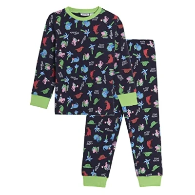 Image of Peppa Pig George Pyjamas for Boys Dinosaur Pjs Dino Full Length Nightwear Set Navy 5 Years