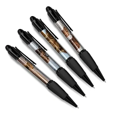 Image of DV DESIGN Set of 4 Highland Cow Black Ballpoint Pens Farm Scottish Animal Theme Gift
