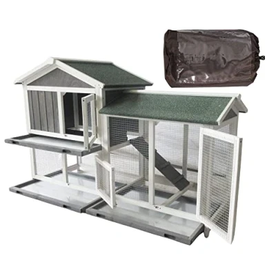 Image of BUNNY BUSINESS The Grove Grey Double Decker Rabbit/Guinea Pig HUTCH AND Run EXTRA DEPTH WITH FLOOR (GREY GROVE, COVER)