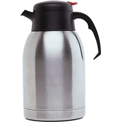 Image of Genware NEV V2099 Vacuum Push Button Jug, Stainless Steel, 2.0 L