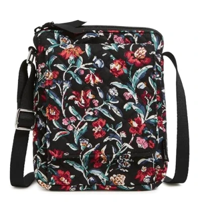 Image of Vera Bradley Women&#039;s Cotton Mini Hipster Crossbody Purse with RFID Protection, Perennials Noir, One Size