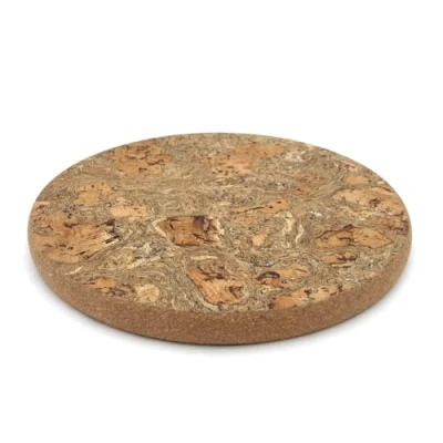 Image of Cork Ice Grey Smoked Marble Round Trivet, Thick Chunky Non Slip Durable Hot Pad for Pans &amp; Plates Surface Protector (Small 145mm x 20mm)