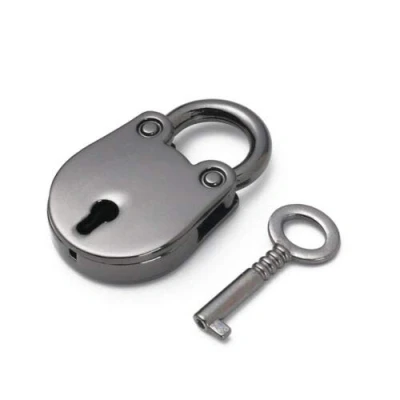 Image of Vogueing Tool Small 1 Key Lock, 1pcs Vintage Antique Padlocks Mini Lock with for Jewelry Box Storage Diary Book(Gun Black)