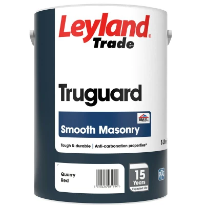 Image of Leyland Trade Truguard Smooth Masonry Paint Quarry Red 5L