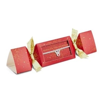 Image of Joma Boxed Christmas Cracker Red Rudolph Children&#039;s Bracelet Silver