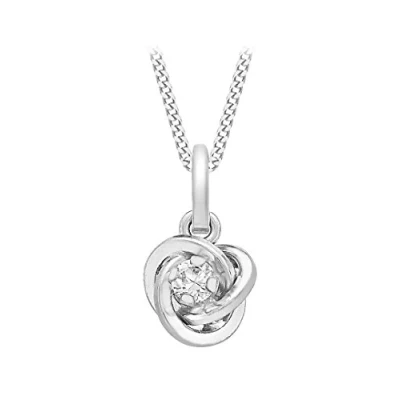 Image of Carissima Gold Women&#039;s 9 ct White Cubic Zirconia Knot Pendant on Chain Necklace of 46cm/18 Inch