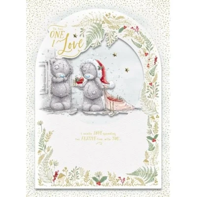Image of Me To You Tatty Teddy Luxury Handmade Boxed Christmas Card The One I Love, 5 Illustrated Pages Inside 12x7ins Official Collection