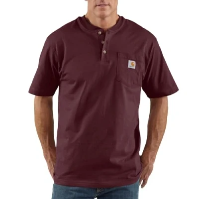 Image of Carhartt Men&#039;s workwear henley shirts, Port, 3XL UK