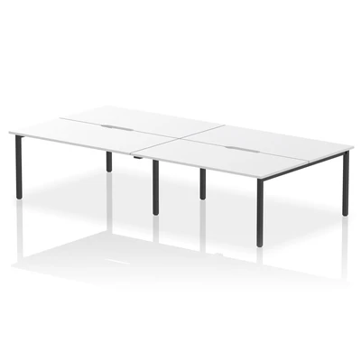 Image of Evolve Plus 1600mm B2B 4 Person Bench Desk White Top Black Frame