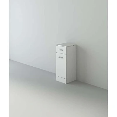 Image of VeeBath Mars 300x330mm Laundry Cabinet, Bathroom Basket Storage Cabinet with Drawer White (Flat Pack)