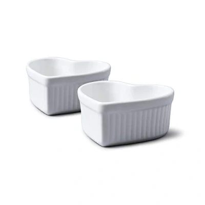 Image of WM Bartleet &amp; Sons 1750 TSET36 Set of 2 Traditional Porcelain Heart Ramekins 9x9x4cm White