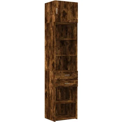 Image of vidaXL Slim Storage Cabinet Smoked Oak 50x42.5x225 cm Engineered Wood