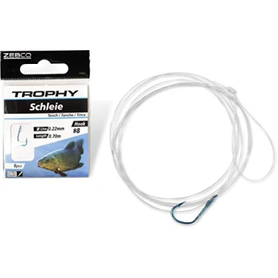 Image of Zebco Quality trophy tench leader hook fishing with pre tied line accessories, blue, 6