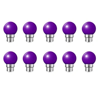 Image of 10x B22 Bayonet Cap LED Coloured Light Bulb Mini Globe Golfball Bulbs for Outdoor Patio Garden Party Christmas(Purple)
