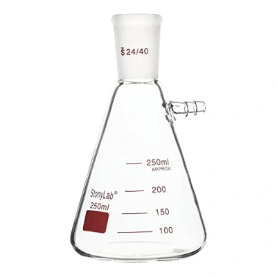 Image of stonylab Filtering Flask with 24/40 Standard Taper Outer Joint, Heavy Wall Borosilicate Glass Filter Flask, Bolt Neck Tubulation, 250 ml