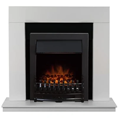 Image of Adam Malmo Fireplace in White &amp; Black/White with Blenheim Electric Fire Black, 39 Inch