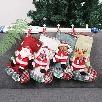 Image of Christmas Decorations Sale Clearance Baubles Ornaments Stocking Xmas Gifts Treat Bags Festive Season Hang (32x19cm / 40g, A Set of Bag (4 pcs))