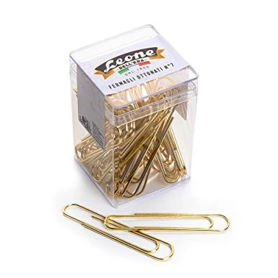 Image of Brass Clips Leone Dell&#039;Era No. 7 mm. 75 Transparent Jar 30 pcs. Made in Italy