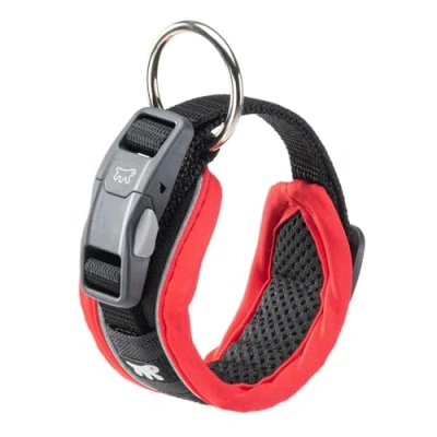 Image of Ferplast Dog Collar GENIUS C15/35, Reflective, Breathable, Adjustable, Quick Release Magnetic Closure, for Small Size Dogs, Soft Padding, Red