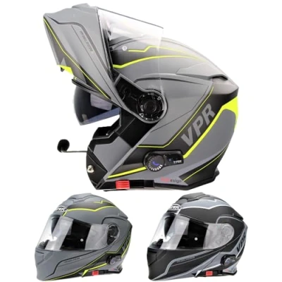 Image of ViPER RSV171 BL+ 3.0 Flip Helmet (Zone Matt Grey/Yellow,XL)