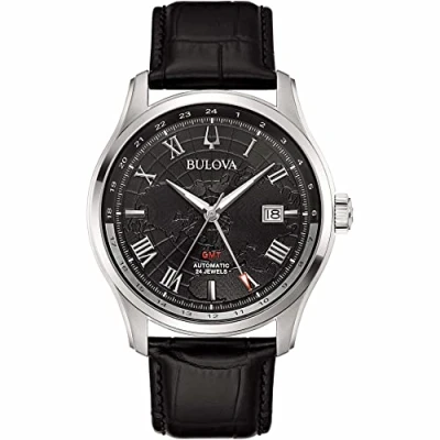 Image of Bulova Wilton 96B387 Men&#039;s Automatic Stainless Steel Watch with Genuine Leather Strap