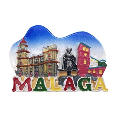 Image of 3D Malaga Spain Refrigerator Fridge Magnet Tourist Souvenirs Handmade Resin Craft Magnetic Stickers Home Kitchen Decoration Travel Gift