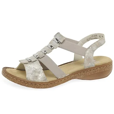 Image of Rieker Trim Womens Sling Back Sandals 6.5 UK Rose Metallic