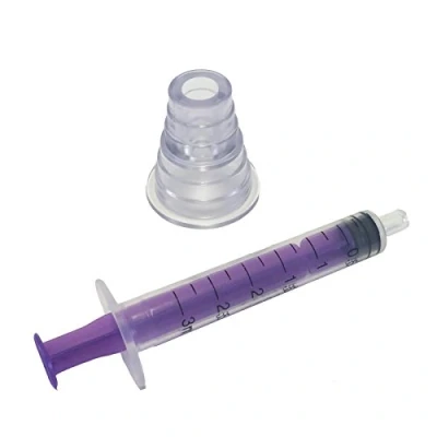 Image of 50 X 3ML QUALICARE ORAL ENTERNAL MEDICINE BABY ELDERLY DOSAGE NON STERILE LATEX FREE DISPOSABLE PURPLE SYRINGES WITH BOTTLE ADAPTER