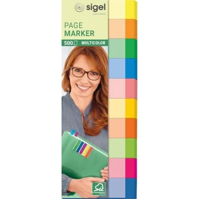 Image of SIGEL HN682 Index Page Markers, 500 strips, 10 colours in a set