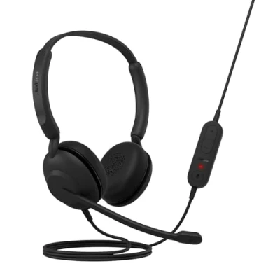 Image of Jabra Evolve 10 Wired Headset with Noise Cancelling Microphone for PC/Laptop Use Easy USB A Setup TCO Certified Lightweight Design Inline Call/Volume Controls Online Meetings Black