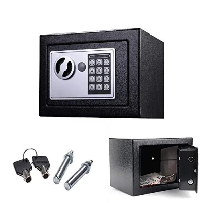 Image of Safebox For Home, Steel Security Small Hotel Office Digital Electronic Safe Box with Keypad and Emergency key, 4.6L Fireproof Waterproof Wallsafes, 23x17x17cm (Black)