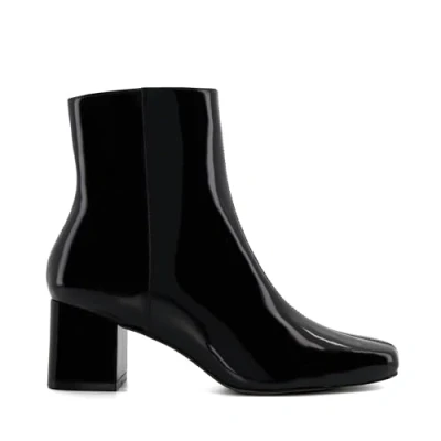 Image of Dune London Womens Ladies Onsen Metal Pleated Block Heel Ankle Boots Black Leather (archived) Size UK 8