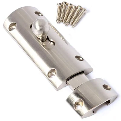 Image of Nickel Bathroom Door Slide Bolt Lock