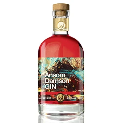 Image of Ansom Damson Gin 70cl by Pocketful of Stones Cornish Small Batch Flavoured Gin, Hand Crafted Fruit Infused with Orange, Cinnamon &amp; Nutmeg