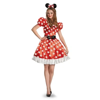 Image of Disguise Ladies Red Minnie Mouse Fancy Dress Costume, Red/Black/White, Small (4 6) US