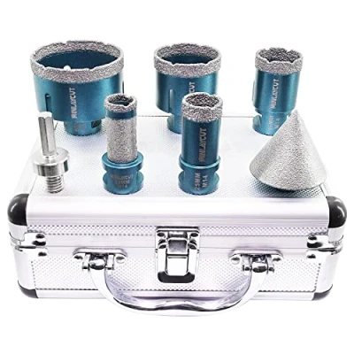 Image of MINLAYCUT Diamond Core Drill Bits Set 25/35/50/68mm+20MM Finger Bit+50MM Tile Chamfer Bit+Hex Adapter for Porcelain Ceramic Granite Marble
