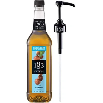 Image of Routin 1883 Premium Hazelnut Sugar Free Syrup (Plastic Bottle) 1L + Pump