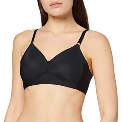 Image of Naturana® Elegant Wireless Bra [Cup A D] I Seamless Blending, Side Smoother Effect &amp; Ideal Fit Women&#039;s Comfort Wire Free for Stylish Look 34 Black